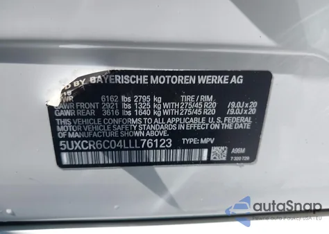 2020 BMW X5 xDrive40I from USA, damaged, VIN 5UXCR6C04LLL76123